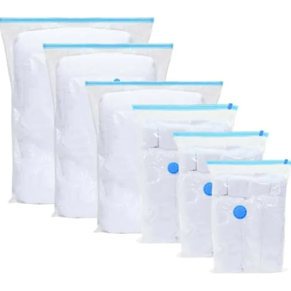 Vakuumförvaringspåsar 50 pcs Transparent och blå 130 x 100 cm
