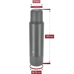 Vakuumresetermos för kaffe och te, 1200ml, stål - grå