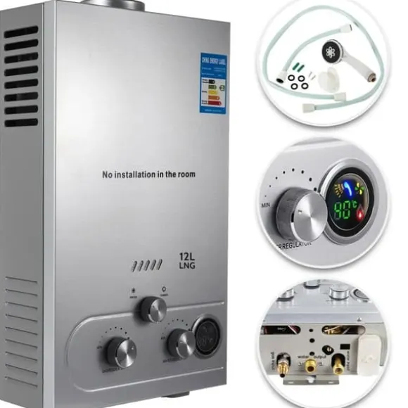 Varmvattenberedare, Snabbuppvärmning, Väggmonterad Design,12L 24KW