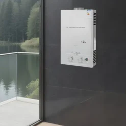 Varmvattenberedare utan tank - LPG - 12 L - 24 kW - 2800 Pa - Öppet avgassystem, automatisk rökgasevakuering - Auto el-pulständning 2×1,5 V