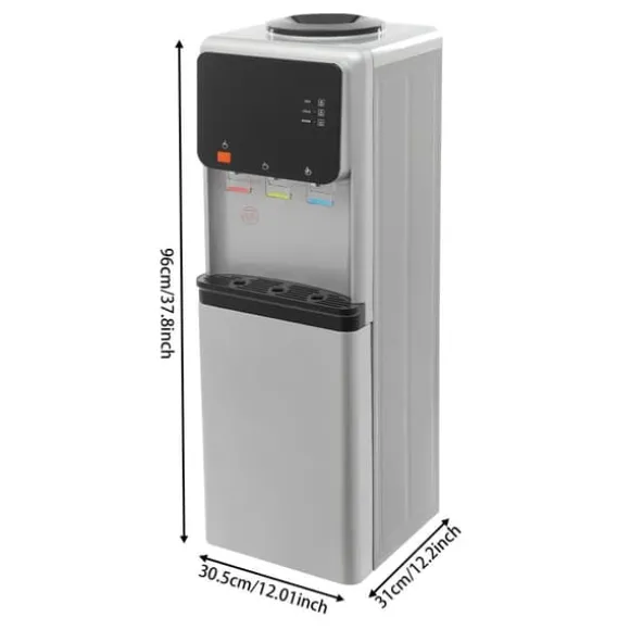 Vattenautomat, varm och kall funktionalitet, fristående design,grå