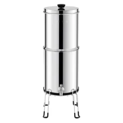 Vattenfilter Bänkskivesystem i Rostfritt Stål 2.25G, 2 Filter, Effektiv Filtrering, Hållbar Design, Gravitation-matat