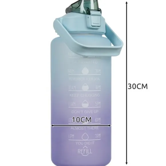 Vattenflaska med Sugrör & Tidsmarkör - 2L