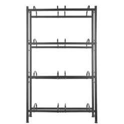 Vattenkannahållare 4-våningar, Dubbelrad Flaskställ för 8 Flaskor, Svart, Stabil Konstruktion, Platsbesparande Design