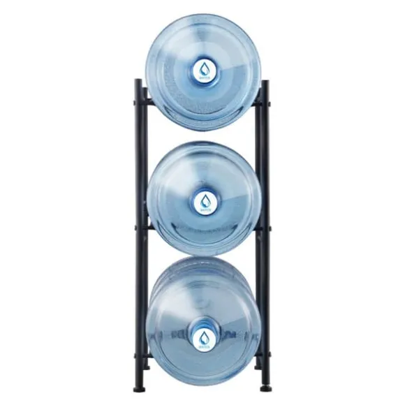 Vattenkannahållare 3-vånings, Enkelrads flaskställ för 3 flaskor, Svart, robust design, utrymmeseffektiv