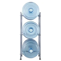 Vattenkannahållare 3-vånings, enkelrads flaskställ för 3 flaskor, silverfärg, robust och stilren design