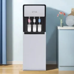 Vattenkylare och Dispenser - Golvstående - Bottenmatad - Varm & Kall - Spänning 220V - EU-kontakt - Uppvärmning 500W, Kylning 75W - Vit