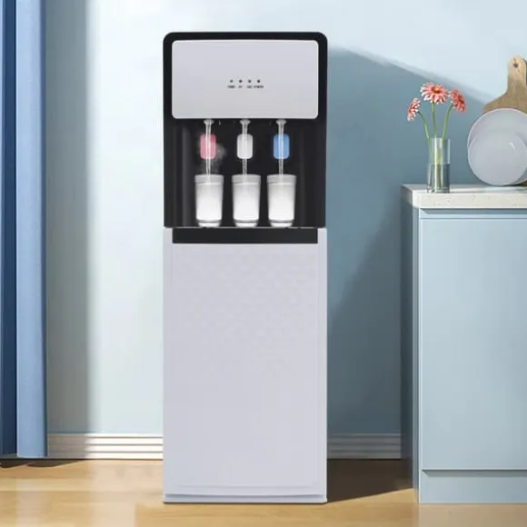 Vattenkylare och Dispenser - Golvstående - Bottenmatad - Varm & Kall - Spänning 220V - EU-kontakt - Uppvärmning 500W, Kylning 75W - Vit