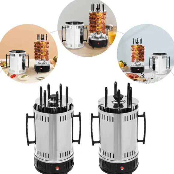 Vertikal elgrill/rotisseri - SW-5 - 1000 W - Rostfritt stål - Automatisk rotation - För kebab, shawarma, gyros - Vit