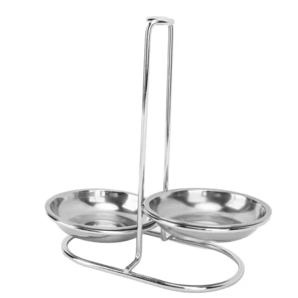 Vertikal soppslevhållare Skedstöd i rostfritt stål Lättåtkomlig köksredskap Stativ för köksredskap Hot Pot Silver med 2 tallrikar