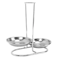 Vertikal soppslevhållare Skedstöd i rostfritt stål Lättåtkomlig köksredskap Stativ för köksredskap Hot Pot Silver med 2 tallrikar