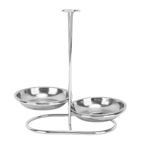 Vertikal soppslevhållare Skedstöd i rostfritt stål Lättåtkomlig köksredskap Stativ för köksredskap Hot Pot Silver med 2 tallrikar
