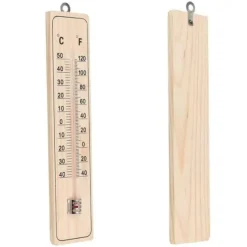 Väggtermometer - Ej specificerad - Förpackning om 5 - Hållbart trä - Temperaturspann -40°C till 50°C - Mått 21,5 cm x 4,8 cm