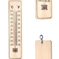 Väggtermometer - Ej specificerad - Förpackning om 5 - Hållbart trä - Temperaturspann -40°C till 50°C - Mått 21,5 cm x 4,8 cm