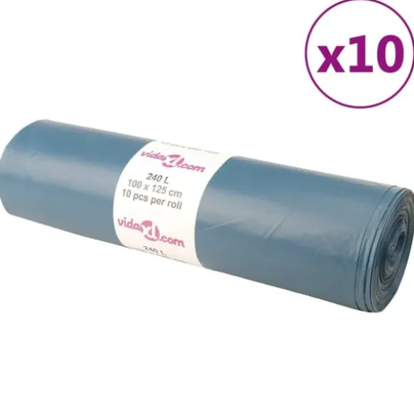 vidaXL Avfallspåsar 100 st blå 240 L - Soppåsar