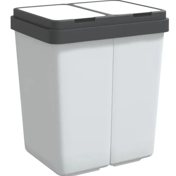 vidaXL Dubbel sophink vit 2x25 L - Soptunnor & papperskorgar