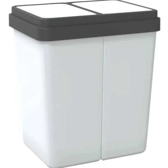 vidaXL Dubbel sophink vit 2x25 L - Soptunnor & papperskorgar