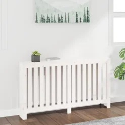 vidaXL Elementskydd vit 153x19x84 cm massiv furu - Tillbehör till värmeelement