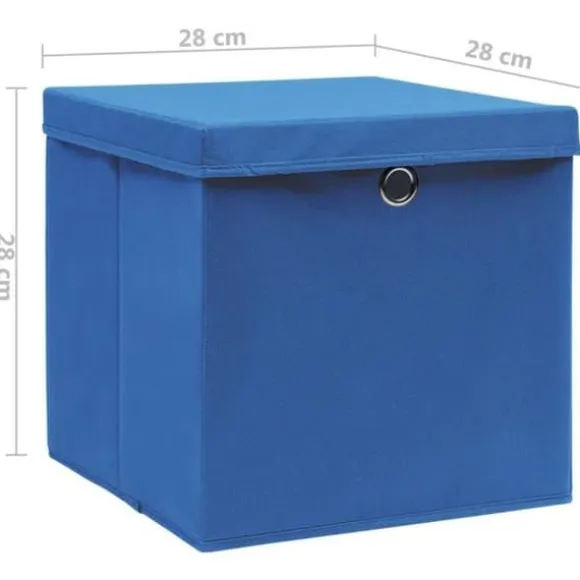 vidaXL Förvaringsboxar med lock 4 st 28x28x28 cm Blå