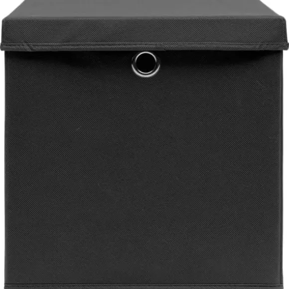 vidaXL Förvaringslådor med lock 4 st svart 32x32x32 cm tyg - Förvaringslådor
