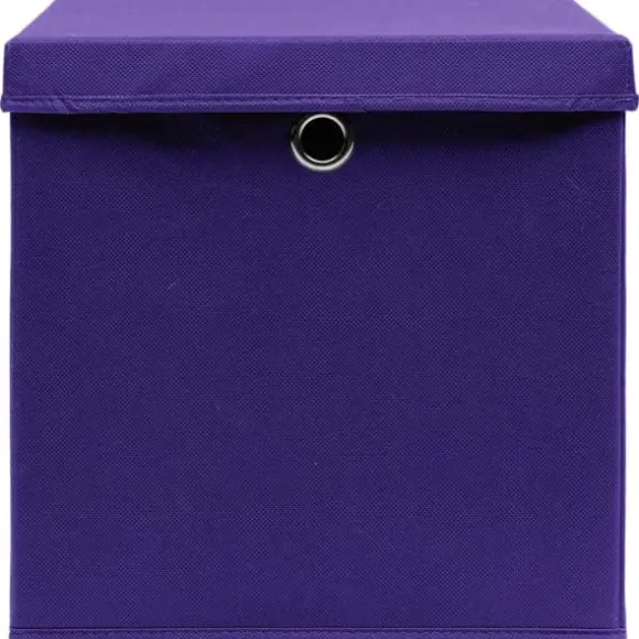 vidaXL Förvaringslådor med lock 10 st 28x28x28 cm lila - Förvaringslådor
