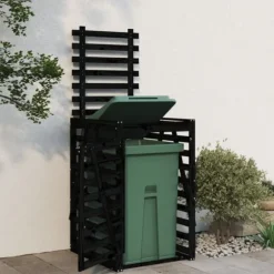 vidaXL Skjul för sopkärl 84x90x128,5 cm svart massiv furu - Ställningar till sopkärl
