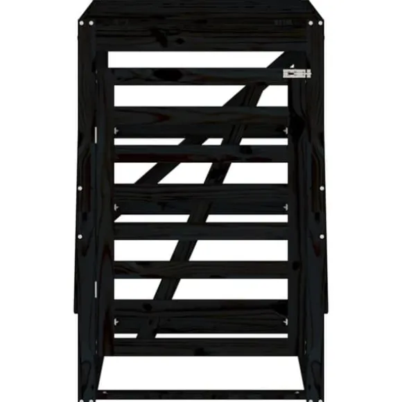 vidaXL Skjul för sopkärl 84x90x128,5 cm svart massiv furu - Ställningar till sopkärl