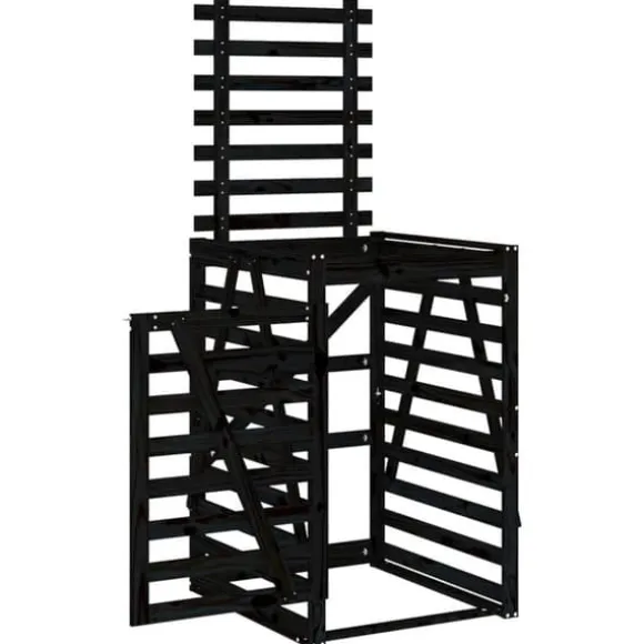vidaXL Skjul för sopkärl 84x90x128,5 cm svart massiv furu - Ställningar till sopkärl
