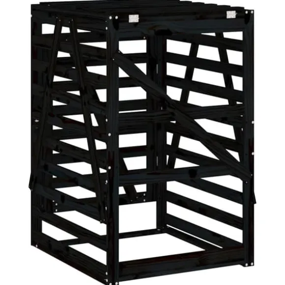 vidaXL Skjul för sopkärl 84x90x128,5 cm svart massiv furu - Ställningar till sopkärl