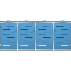 vidaXL Skjul till fyra sopkärl 276,5x77,5x112,5 cm rostfritt stål - Ställningar till sopkärl
