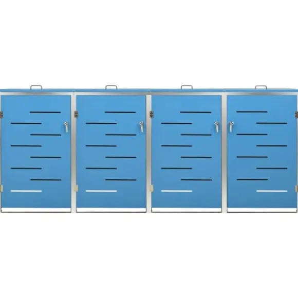 vidaXL Skjul till fyra sopkärl 276,5x77,5x112,5 cm rostfritt stål - Ställningar till sopkärl