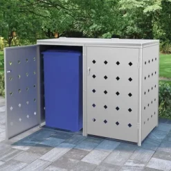 vidaXL Skjul till två sopkärl 240 L rostfritt stål - Ställningar till sopkärl