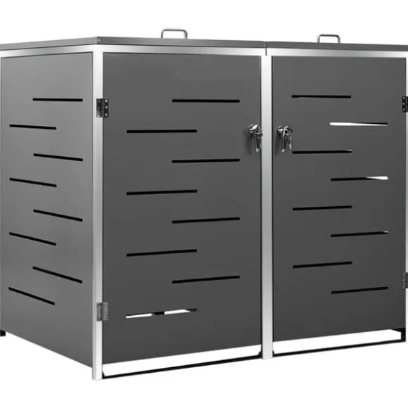 vidaXL Skjul till två sopkärl 138x77,5x112,5 cm rostfritt stål - Ställningar till sopkärl