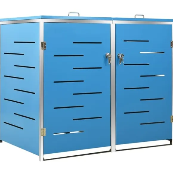 vidaXL Skjul till två sopkärl 138x77,5x112,5 cm rostfritt stål - Ställningar till sopkärl