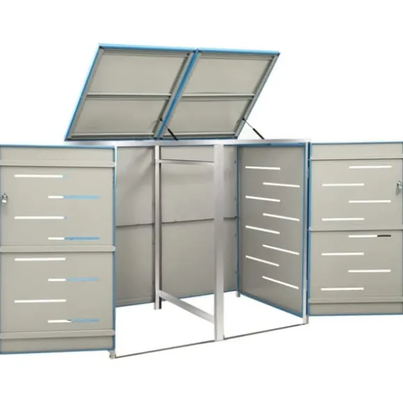 vidaXL Skjul till två sopkärl 138x77,5x112,5 cm rostfritt stål - Ställningar till sopkärl