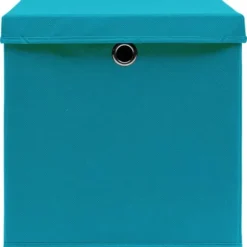 Vikbara förvaringslådor med lock 4 st | Färg: Babyblå | Storlek: 32x32x32 cm