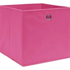 Vikbara förvaringslådor 10 st - Hållbara lådor i nonwoven tyg | Färg: Rosa | Storlek: 32x32x32 cm