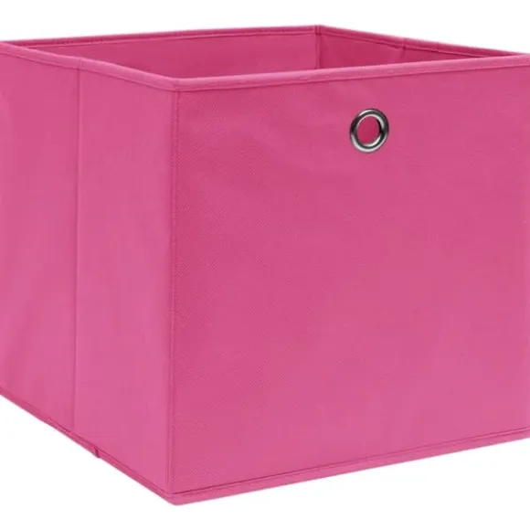 Vikbara förvaringslådor 10 st - Hållbara lådor i nonwoven tyg | Färg: Rosa | Storlek: 32x32x32 cm