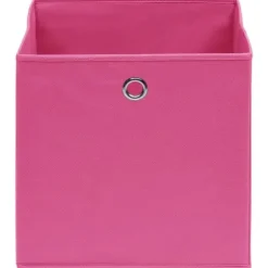 Vikbara förvaringslådor 10 st - Hållbara lådor i nonwoven tyg | Färg: Rosa | Storlek: 32x32x32 cm