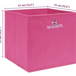 Vikbara förvaringslådor 10 st - Hållbara lådor i nonwoven tyg | Färg: Rosa | Storlek: 32x32x32 cm