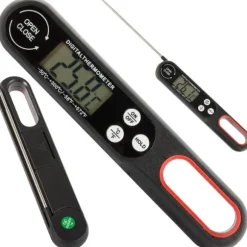Vikbar Digital Kökstermometer Instant Read Svart