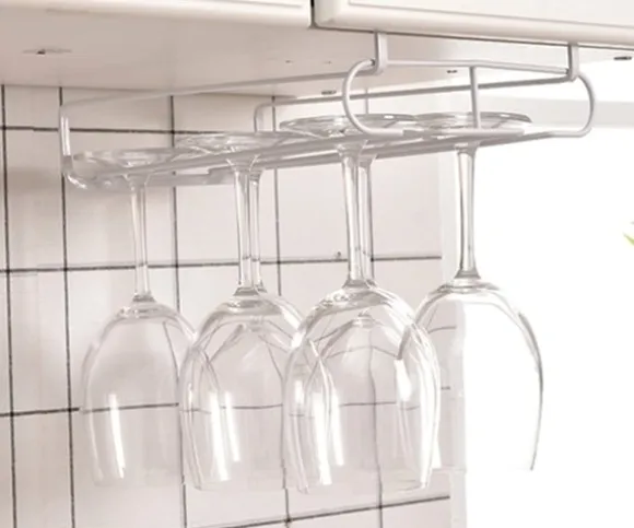 Vinglashängare i metall för 6 glas, Vit
