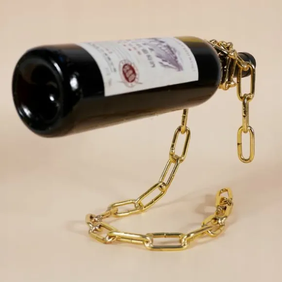 VINHÅLLARE STÅND FLASKA ALKOHOL GULDKEDJA SNYGGT GÅVA