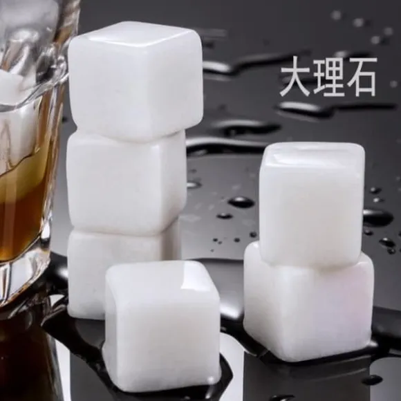 Vinkylare, 5 delar-set Champagne Ice Stones Whiskey Cooling Granit Stones Whisky - Vit Marmor Typ