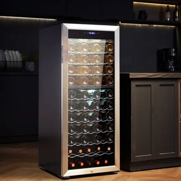 Vinkylare 80 flaskor, Dual Zone, Fristående Kylskåp, LED-ljus, Energisparande, Digital temperaturkontroll