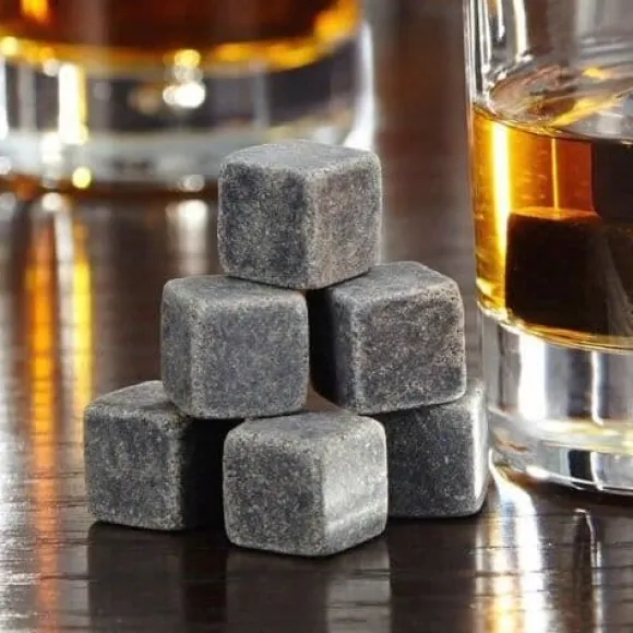 Vinkylare, 100 % naturliga whiskystenar dricker iskub Whiskeysten Whiskey Rock Cooler Present - Typ 9st Svart