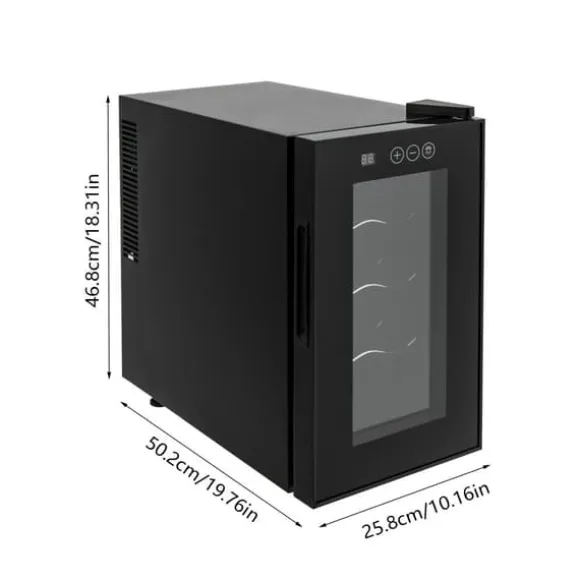 Vinkyl - Bänkvinkyl - 8 flaskor - 23 L - 8–18 °C intelligent temperaturkontroll - Halvledarkylning (Peltier) - LED-display - Fristående - Svart