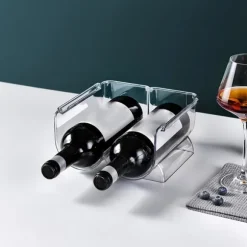 Vinorganisatör Stapelbar plast Transparent Vattenflaskhållare Ställ för Hemvisning 2 Flaskor Transparent