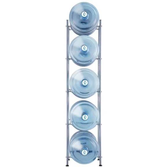 5-vånings vattenkannahållare, enkelrad vattenflaskställ för 5 flaskor, hållbart silverdesign, platsbesparande lösning