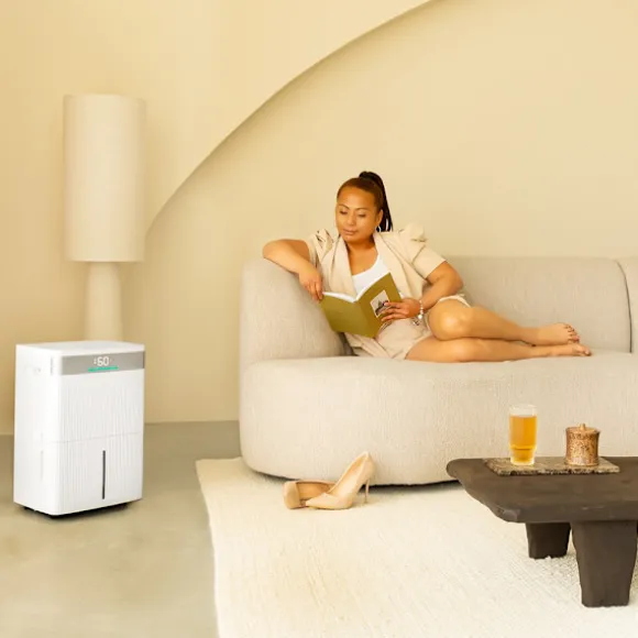 VONROC Avfuktare 40L/dag – WiFi & Appstyrning | Silverjon- & Kolfilter | För upp till 50 m² | 5,5L Tank